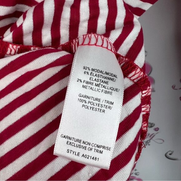 Chic by Jacob long sleeve silver sparkly red White Striped ribbon bow Top - Picture 9 of 11